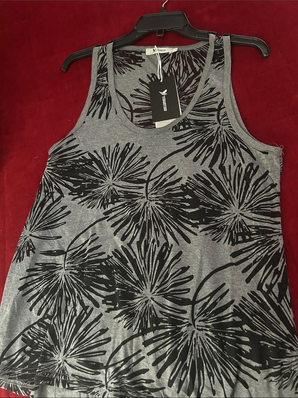 Yinanswer Women's Gray Floral-Print Tank Top